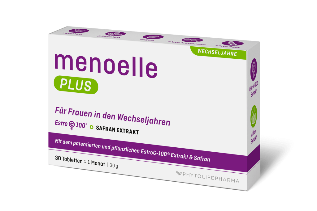 Cutie Menoelle Plus – supliment pentru femei aflate la menopauză, fără hormoni, cu EstroG-100® și vitamine