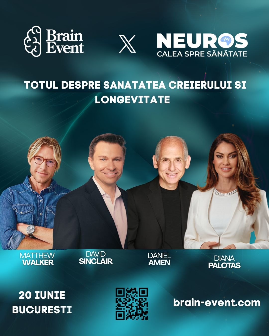 Brain Event 2026 Bucuresti David Sinclair Matthew Walker Daniel Amen longevitate