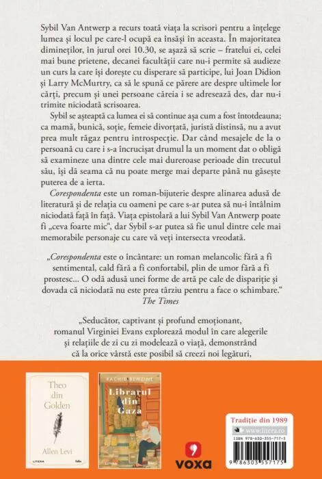 Coperta 4 a cărții „Corespondența” de Virginia Evans